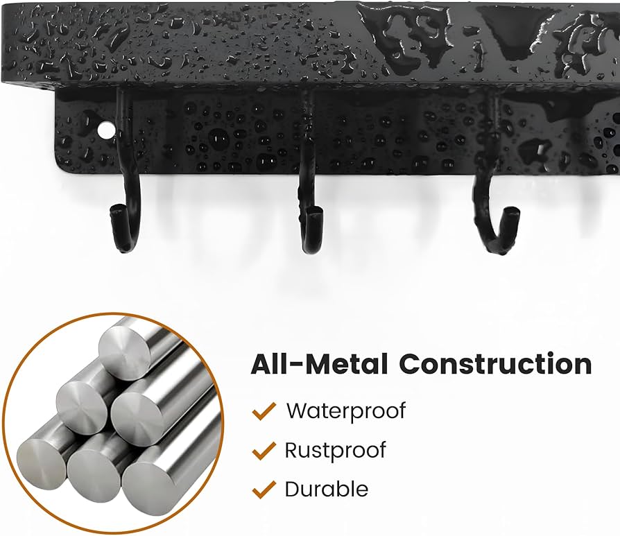 Amazon.com: niffgaff Black Key Holder Wall Mount, Stainless Steel